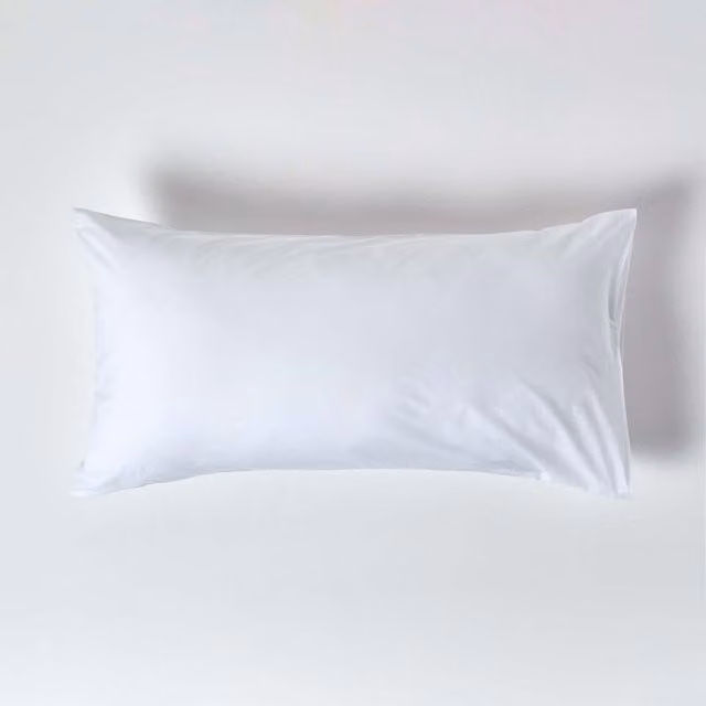 Homescapes White Egyptian Cotton King Size Housewife Pillowcase, 200 Thread Count Percale