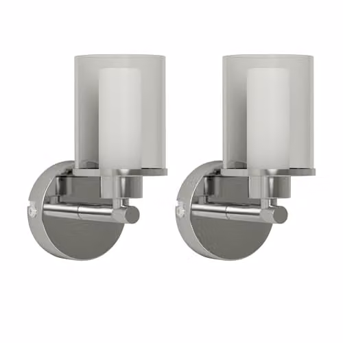 First Choice Lighting Wren Set of 2 Chrome Bathroom Wall Lights with Transparent Glass Shades
