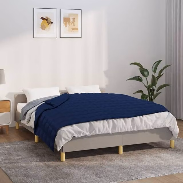Berkfield Home Blue Weighted Blanket, W: 137 cm, D: 200 cm, 6 kg
