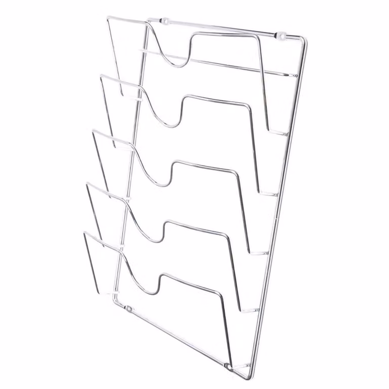 PAWNORA Silver Metal Wall Mounted Pan Lid Storage Rack