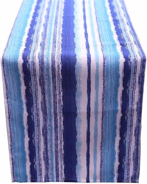 Alan Symonds Striped Blue and Multicolour Water Repellent Outdoor Table Runner