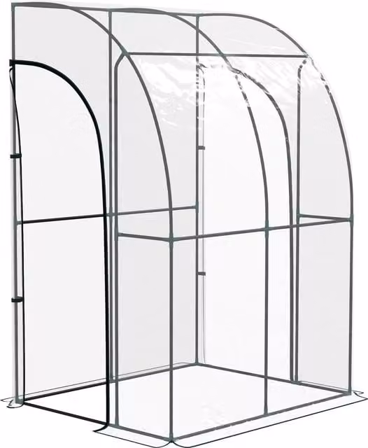 Outsunny Walk-In Lean To Greenhouse with Accessories, W/D/H: 143 x 118 x 168 cm
