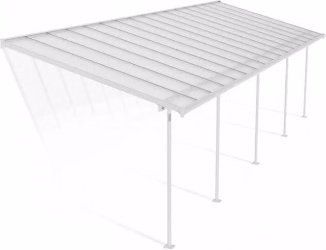 Palram Sierra Lean-to Patio Cover in White and Transparent Polycarbonate, W: 299 cm, H: 305 cm