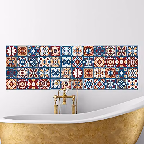 Walplus Westminster Tiles Wall Stickers, Multicolour Self-Adhesive Vinyl Decals, 12 pcs, 20 x 20 cm
