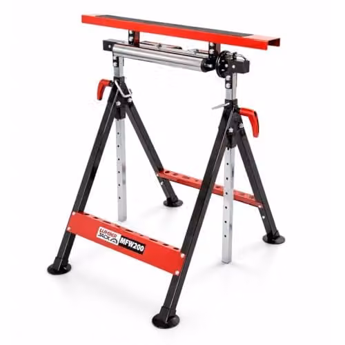 Lumberjack Multifunction 3-in-1 Workstand and Platform in Red, 200kg Capacity, Height Adjustable and Foldable Steel Construction