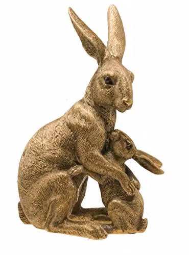 Leonardo Reflections Bronzed Hare with Baby Figurine, Bronze Colour, Height: 25 cm