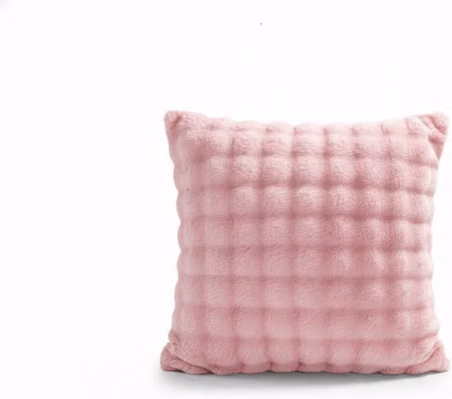 Snug City Square Teddy Design Plush Decorative Cushion Cover in Pink, W/D/H: 45 x 45 x 45 cm
