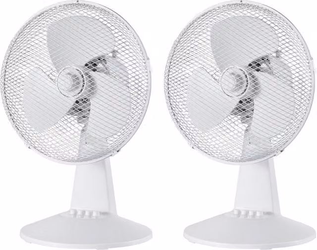 Igenix 12 Inch White Desk Fan Pack of 2 with Oscillation