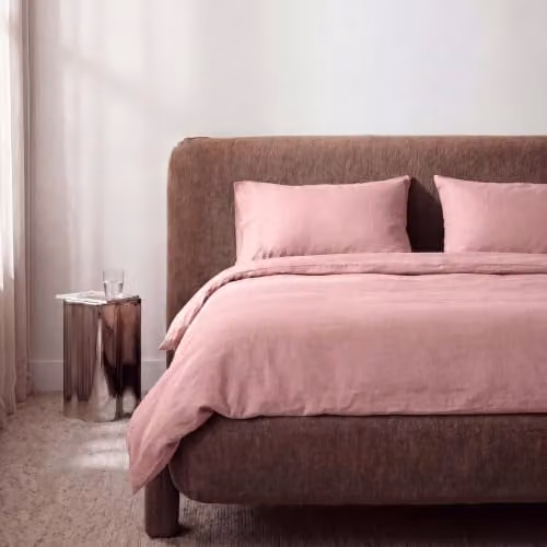 Bedable 100% Cotton Percale Pillowcase Pair, 300 Thread Count, Pink or Brown