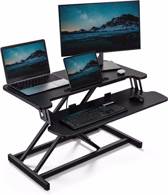 VonHaus Adjustable Electric Standing Desk in Black, W: 80 cm, D: 51 cm