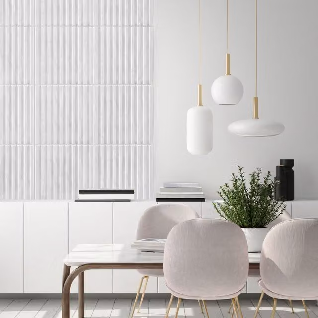 NOVECRAFTO 3D PVC Wall Panels in Grey and Silver, Geometric Fluted Design, W/D/H: 50 x 50 x 0.25 cm