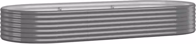 Berkfield Home Garden Powder-coated Steel Raised Bed in Grey, W: 249 cm, D: 100 cm, H: 36 cm