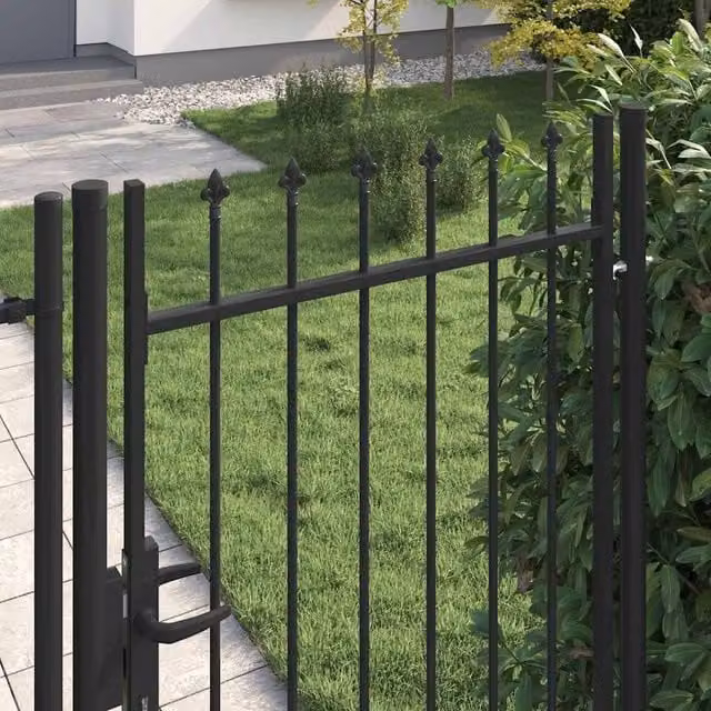 Berkfield Home Durable Steel Single Door Fence Gate with Spike Top, Black, W: 1.0 m, H: 1.75 m