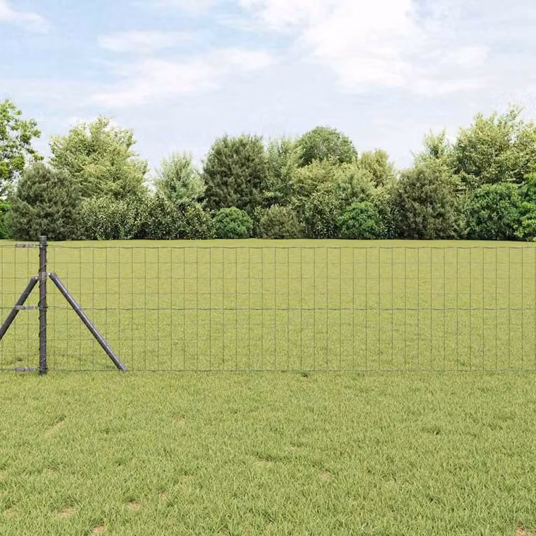 Berkfield Home Euro Fence Grey PVC Coated Steel Fencing, H: 0.6 m x W: 25 m