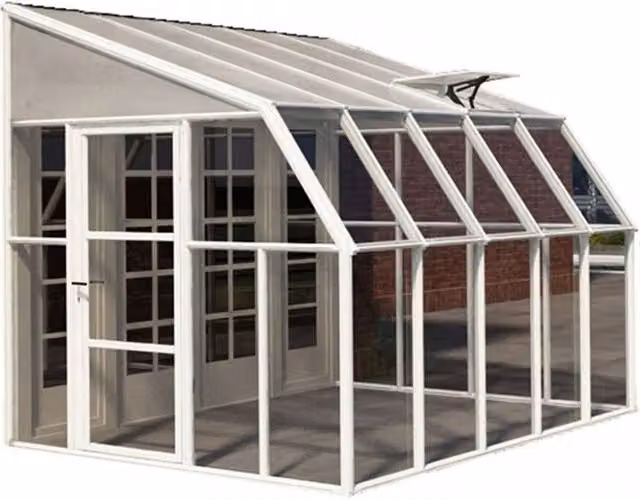 Palram Lean To Greenhouse Sun Room in White, W: 257 cm, L: 322 cm, H: 266 cm