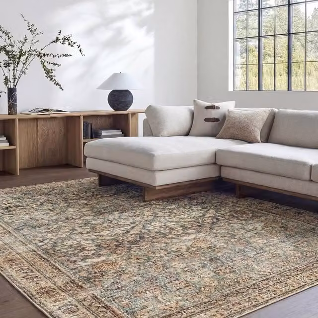 Livabliss Galey Alix Collins Avenue III Vintage Green and Brown Traditional Fringe Living Room Rug W: 160 cm, D: 215 cm