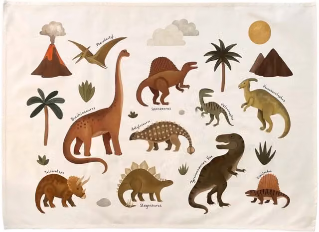 Kid of the Village Dinosaur Textile Wall Hanging, Multicolour
