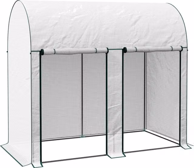 Outsunny White Walk-In Greenhouse with Arched Top and Zipped Roll-Up Doors, W/D/H: 200 x 100 x 178 cm