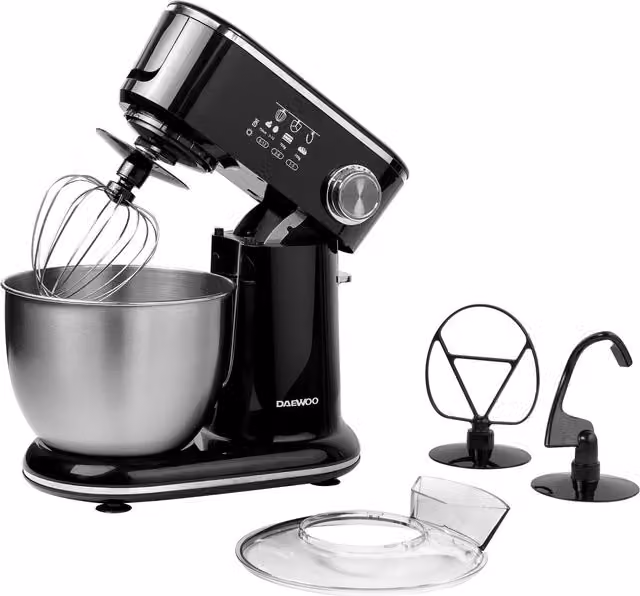 Daewoo 1000W Stand Mixer in Black with Stainless Steel Bowl and Whisk