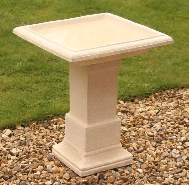 Primrose Hatfield Cast Natural Stone Effect Outdoor Garden Bird Bath in White, Height: 51 cm
