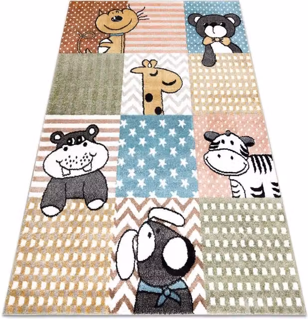 RugsX Fun Multicolour Animal Print Childrens Rug, W: 200 cm, D: 290 cm
