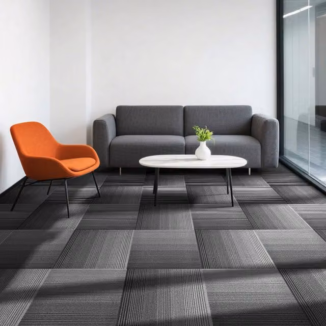 Darphe 20 Piece Modern Plain Carpet Tiles in Grey