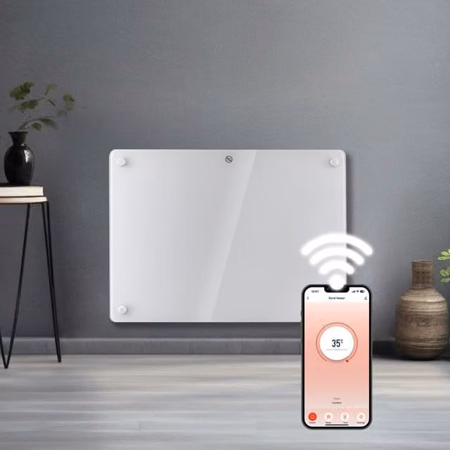 Futura WiFi Smart Glass Electric Radiator Heater, White, W: 55 cm