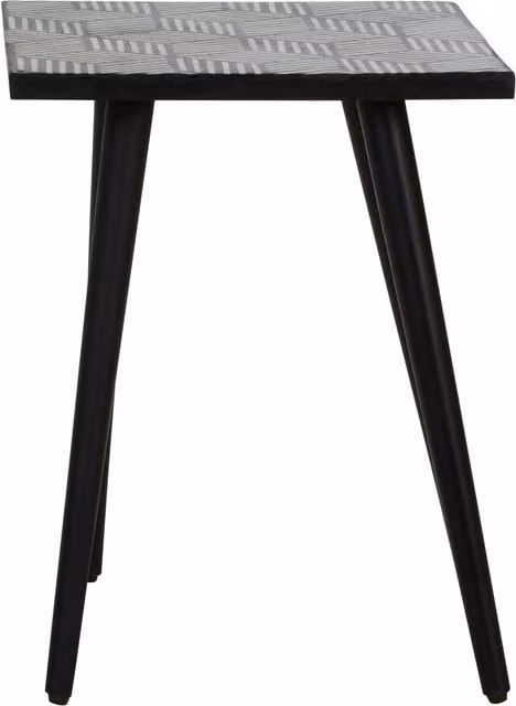 Orsina Geometric Acacia Wood Side Table in Black and White