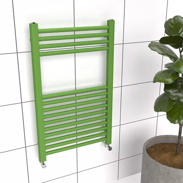 Lux Heat Coloured Steel Towel Radiator in Green, W: 50 cm, H: 80 cm