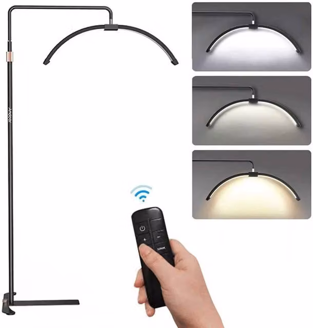 VOGREX Black Half-Moon LED Floor Fill Light with Adjustable Brightness and Height
