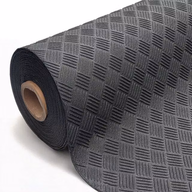 Nicoman Plain Industrial Rubber Flooring Matting Roll, Black, 8m