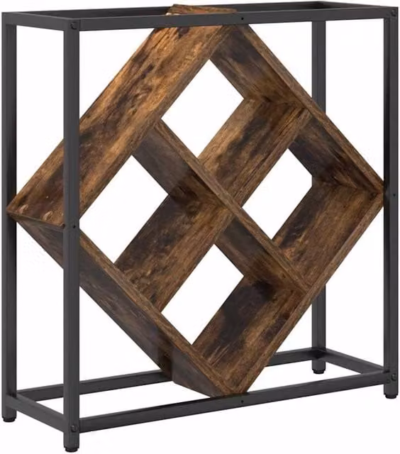 Berkfield Home Modern Smoked Oak Wine Rack, Brown, W/D/H: 51 x 18 x 52.5 cm