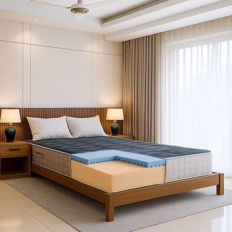 The White Stone 9-Zone Hypoallergenic Memory Foam Mattress in White and Grey, Height: 25 cm, W/D/H: 140 x 200 x 25 cm
