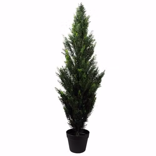 Realistic Green Leaf Artificial Cedar Topiary Cypress Tree, H 120 x W 35 x D 35 cm