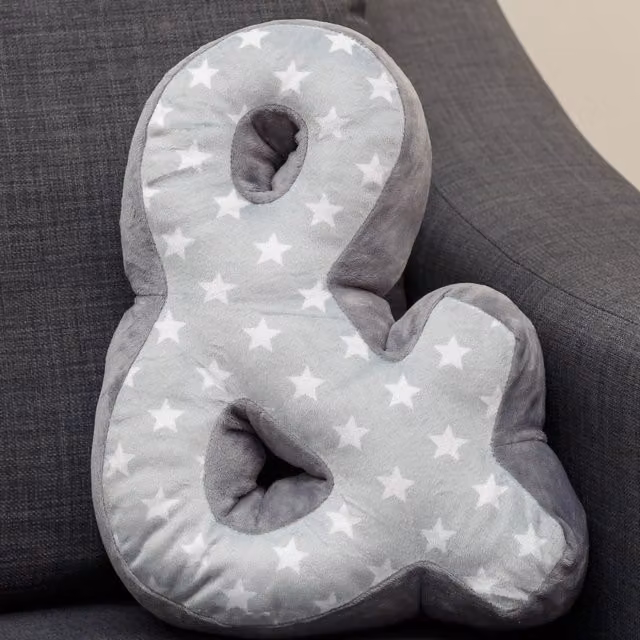Echo Three Ampersand Letter Cushion in Grey and White