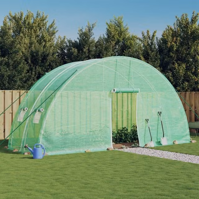 Berkfield Home Green Steel Frame Greenhouse with Roller Window, W/D/H: 6 x 2 x 2.85 m