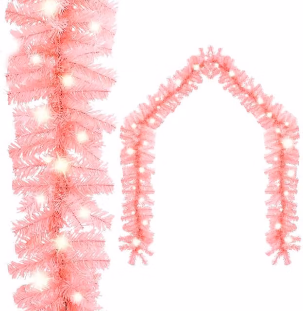 Berkfield Home Christmas Garland with LED Lights, Pink, 10 m