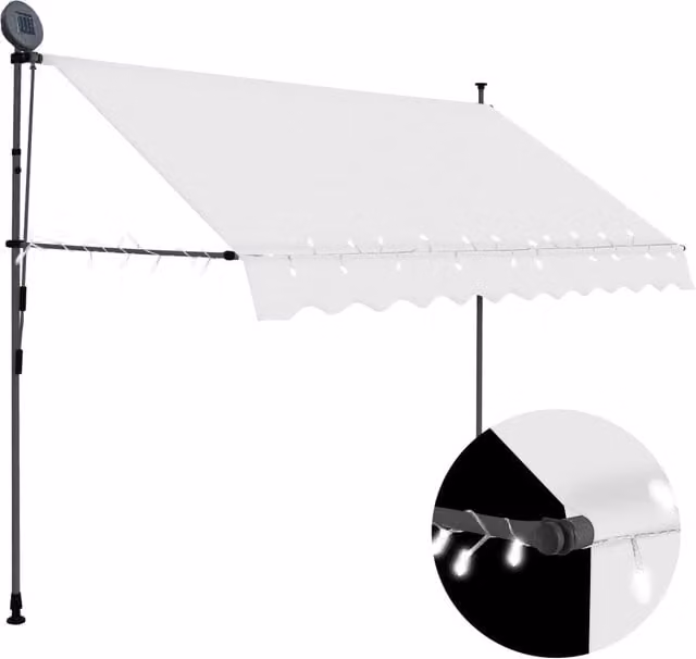 Berkfield Home Manual Retractable Awning with LED, Beige, Width: 300 cm