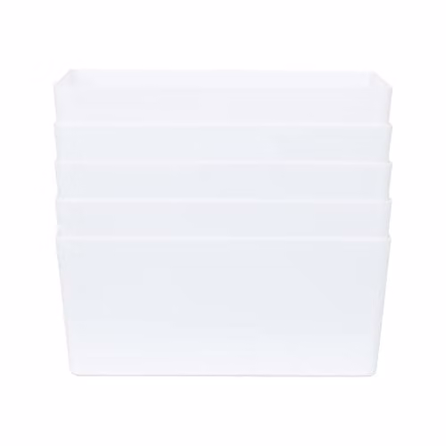 Wham Studio Rectangular Plastic Storage Baskets with Handles, White, 11.5L