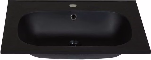 OKIWA Recessed Stone-Effect Resin Basin in Black, W: 60 cm, D: 46 cm, H: 14.5 cm