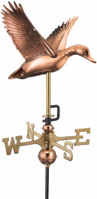 Good Directions Cottage Duck in Flight Copper Weathervane in Bronze and Black Metal