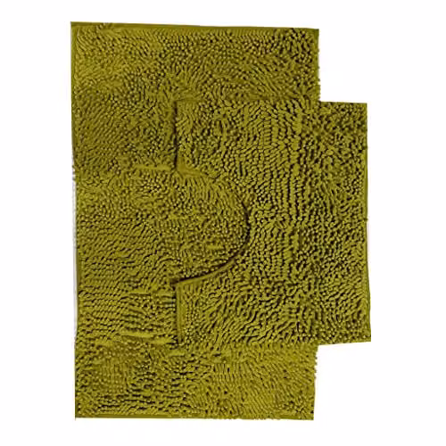 Gaveno Cavailia Green Chenille Microfibre Non-Slip Bath Mat, W: 80 cm, D: 50 cm