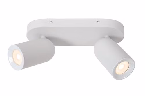 Lucide Punch Dimmable and Adjustable Classic Metal Ceiling Spotlight in White, 2xGU10