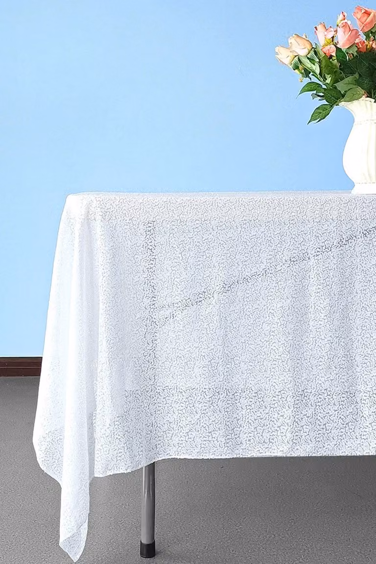 Neel Blue White Sequin Rectangular Tablecloth W/D/H: 177.8 x 177.8 x 177.8 cm