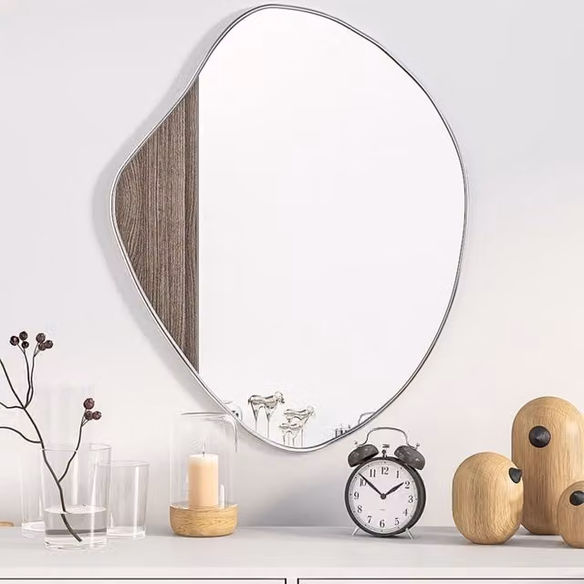 Berkfield Home Rectangular Wall Mirror in Silver, W: 60 cm, H: 50 cm