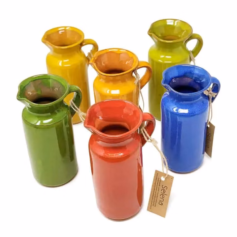 Verano Spanish Ceramics Selena Hand Dipped Glazed Ceramic Jug, Yellow, 0.5 l, H: 18 cm