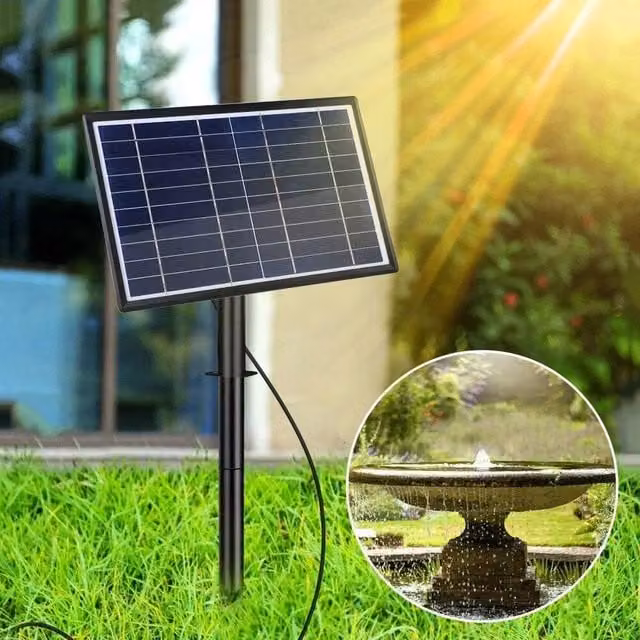 EONLION Solar Fountain Pump with 7W Panel in Black