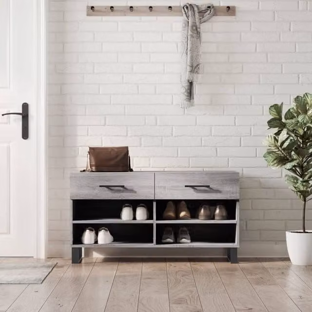 Berkfield Home Grey Sonoma Shoe Bench W/D/H: 102 x 35 x 55 cm