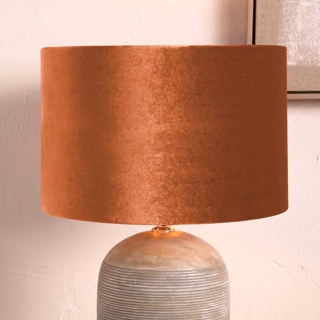 Ruma Orange Velvet Cylinder Table Lamp Shade