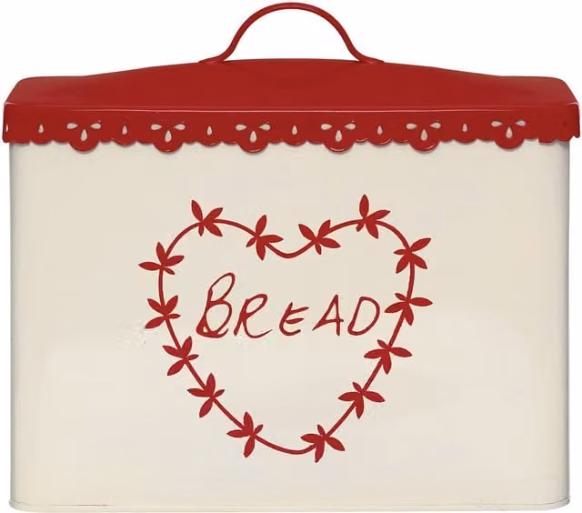 Orsina Anglaise Bread Bin in Red, Beige and White Metal